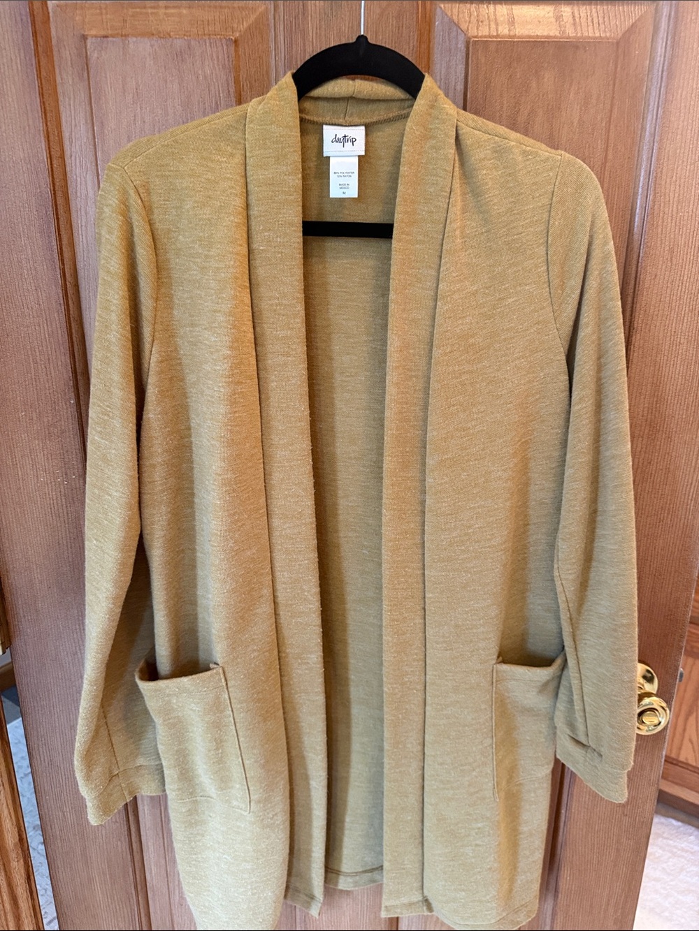 Daytrip Open-Front Mustard Cardigan with Pockets